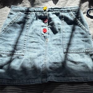 Mini Boden Denim Skirt with Colorful Buttons